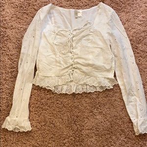 H&M white floral blouse